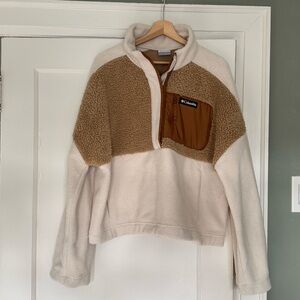 Columbia Cream and Brown Sherpa Fleece Pullover